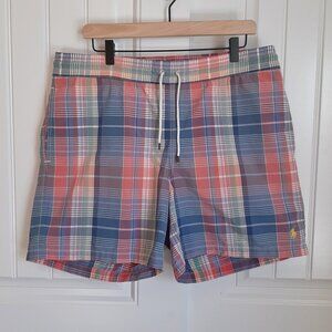 Polo by Ralph Lauren Plaid Men's Swim Trunks Lined Elastic Waist Drawstring SZ L